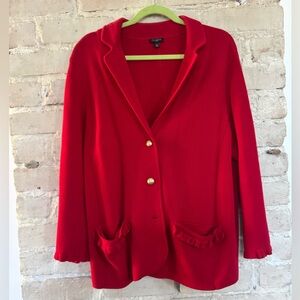 Talbots Vibrant Red Blazer with Gold Button
